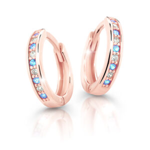 Cutie Jewellery Půvabné kruhové náušnice z růžového zlata C3342-80-X-4 světle modrá