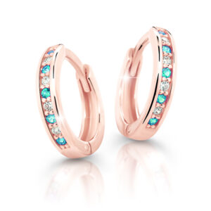 Cutie Jewellery Půvabné kruhové náušnice z růžového zlata C3342-80-X-4 světle zelená