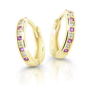 Cutie Jewellery Půvabné kruhové náušnice ze žlutého zlata C3342-80-X-1 fialová