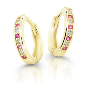 Cutie Jewellery Půvabné kruhové náušnice ze žlutého zlata C3342-80-X-1 fuchsiová