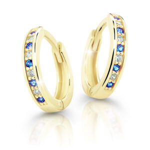 Cutie Jewellery Půvabné kruhové náušnice ze žlutého zlata C3342-80-X-1 modrá