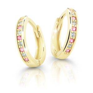 Cutie Jewellery Půvabné kruhové náušnice ze žlutého zlata C3342-80-X-1 růžová