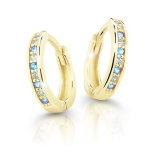 Cutie Jewellery Půvabné kruhové náušnice ze žlutého zlata C3342-80-X-1 světle modrá