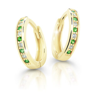 Cutie Jewellery Půvabné kruhové náušnice ze žlutého zlata C3342-80-X-1 zelená