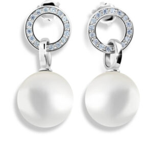 Cutie Jewellery Půvabné perlové náušnice z bílého zlata se zirkony Z6411-3123-10-X-2