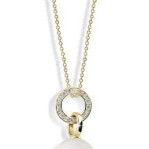 Cutie Jewellery Půvabný perlový přívěsek ze žlutého zlata se zirkony Z6303-3123-40-X-1