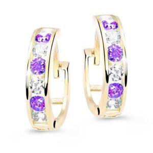Cutie Jewellery Slušivé dětské náušnice ze žlutého zlata C3345-80-X-1 fialová