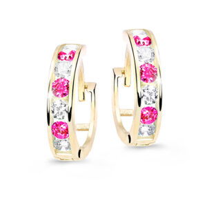 Cutie Jewellery Slušivé dětské náušnice ze žlutého zlata C3345-80-X-1 fuchsiová