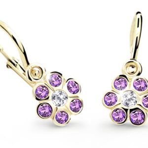 Cutie Jewellery Zlaté dětské náušnice C1737-10-X-1 fialová