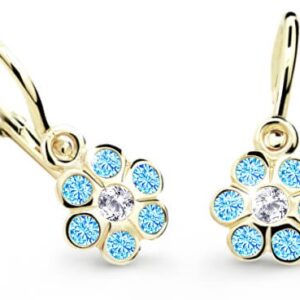 Cutie Jewellery Zlaté dětské náušnice C1737-10-X-1 světle modrá