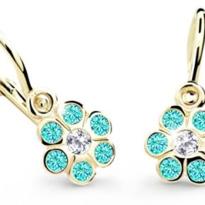 Cutie Jewellery Zlaté dětské náušnice C1737-10-X-1 světle zelená