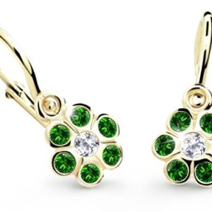 Cutie Jewellery Zlaté dětské náušnice C1737-10-X-1 zelená