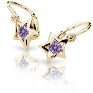 Cutie Jewellery Zlaté dětské náušnice C1942-10-X-1 fialová