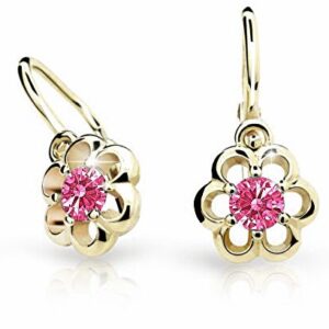 Cutie Jewellery Zlaté dětské náušnice C1947-10-X-1 fuchsiová