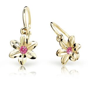 Cutie Jewellery Zlaté dětské náušnice C1993-10-X-1 fuchsiová