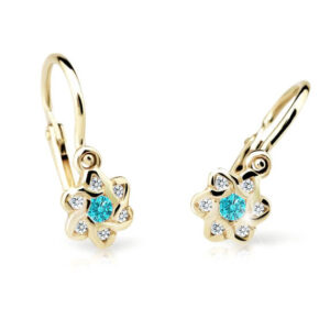 Cutie Jewellery Zlaté dětské náušnice C2149-10-X-1 světle zelená