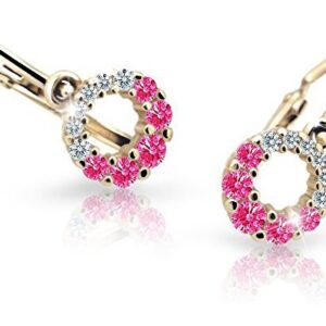Cutie Jewellery Zlaté dětské náušnice C2154-10-X-1 fuchsiová
