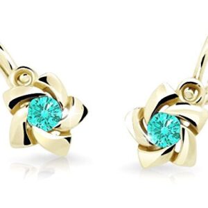 Cutie Jewellery Zlaté dětské náušnice C2201-10-X-1 světle zelená