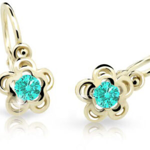 Cutie Jewellery Zlaté dětské náušnice C2204-10-X-1 světle zelená
