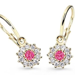 Cutie Jewellery Zlaté dětské náušnice C2749-10-X-1 fuchsiová