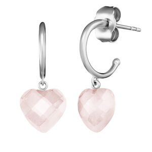 Engelsrufer Něžné stříbrné náušnice s růženínem ERE-HEART-RQ-CR