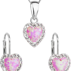 Evolution Group - Pavona Srdíčková souprava šperků s krystaly Preciosa 39161.1 & light rose s.opal (náušnice