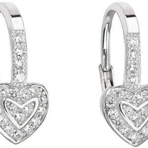 Evolution Group - Pavona Stříbrné náušnice se zirkonem bílé srdce 11189.1