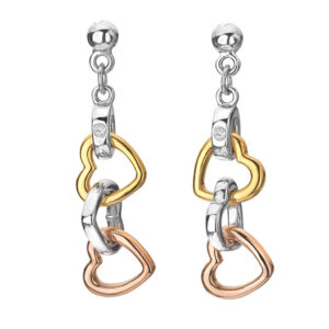 Hot Diamonds Půvabné stříbrné tricolor náušnice s diamanty Trio DE703