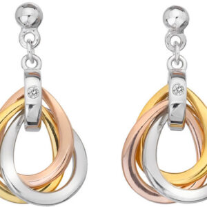 Hot Diamonds Tricolor náušnice ze stříbra s diamanty Trio DE645