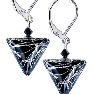 Lampglas Elegantní náušnice Black Marble Triangle s ryzím stříbrem v perlách Lampglas ETA2