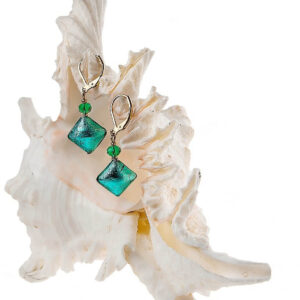 Lampglas Elegantní náušnice Emerald Princess s ryzím stříbrem v perlách Lampglas ERO1