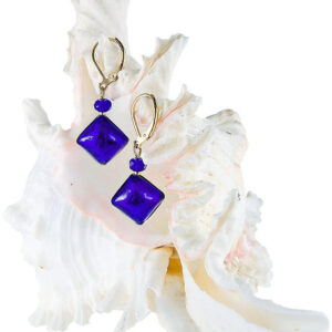 Lampglas Fascinující náušnice Gold Blue s ryzím stříbrem v perlách Lampglas ERO5