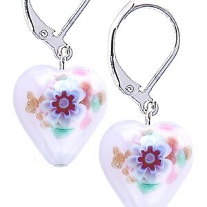 Lampglas Hravé náušnice Pink Flower s unikátní kresbou v perlách Lampglas ELH11