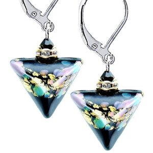 Lampglas Krásné náušnice Night Flower Triangle s 24karátovým zlatem v perlách Lampglas ETA3