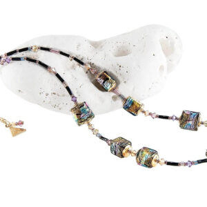 Lampglas Mysteriózní náhrdelník Gold Cubes s 24karátovým zlatem a ryzím stříbrem v perlách Lampglas NCU17