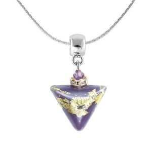 Lampglas Nádherný náhrdelník Purple Triangle s 24karátovým zlatem v perle Lampglas NTA10