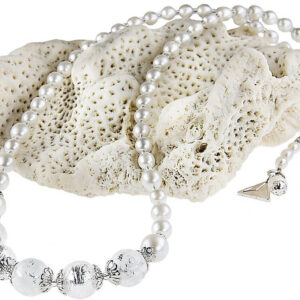 Lampglas Něžný náhrdelník White Romance s s ryzím stříbrem v perlách Lampglas NV1