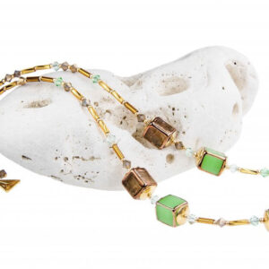 Lampglas Noblesní dámský náhrdelník Emerald Shadow z perel Lampglas NCU5