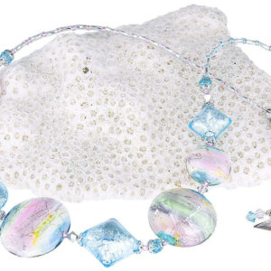 Lampglas Půvabný náhrdelník Pastel Dream s ryzím stříbrem v perlách Lampglas NRO8