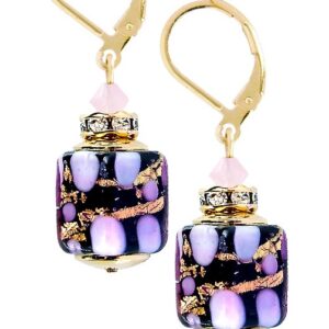 Lampglas Romantické náušnice Sakura Cubes s 24karátovým zlatem v perlách Lampglas ECU46