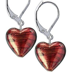 Lampglas Výrazné náušnice Fire Heart s 24karátovým zlatem v perlách Lampglas ELH23