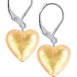 Lampglas Zářivé náušnice Golden Heart s 24karátovým zlatem v perlách Lampglas ELH24