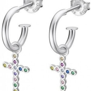 Lotus Silver Stylové stříbrné náušnice kruhy s křížkem 2v1 LP3248-4/1