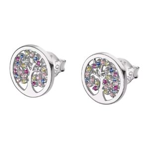 Lotus Silver Třpytivé stříbrné náušnice pro ženy se zirkony Strom života LP1890-4/1