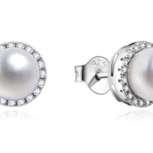 MOISS Elegantní stříbrné náušnice s perlami a zirkony EP000111