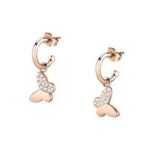 Morellato Bronzové náušnice kruhy s přívěsky ve tvaru motýlů 2v1 Passioni SAUN09