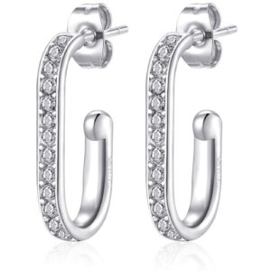 S'Agapõ Ocelové oválné náušnice s čirými krystaly Vibes SVB22