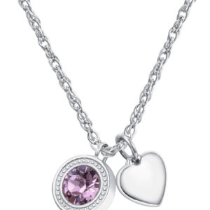 S'Agapõ Ocelový náhrdelník s krystalem a srdíčkem Lucky Light SKT01