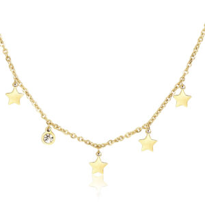 S'Agapõ Pozlacený ocelový náhrdelník s hvězdičkami Luce SCE05