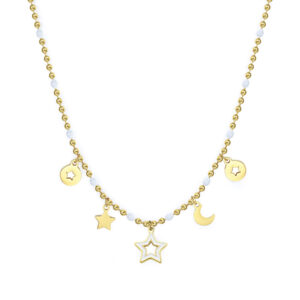 S'Agapõ Pozlacený ocelový náhrdelník s přívěsky Vibes SVB04